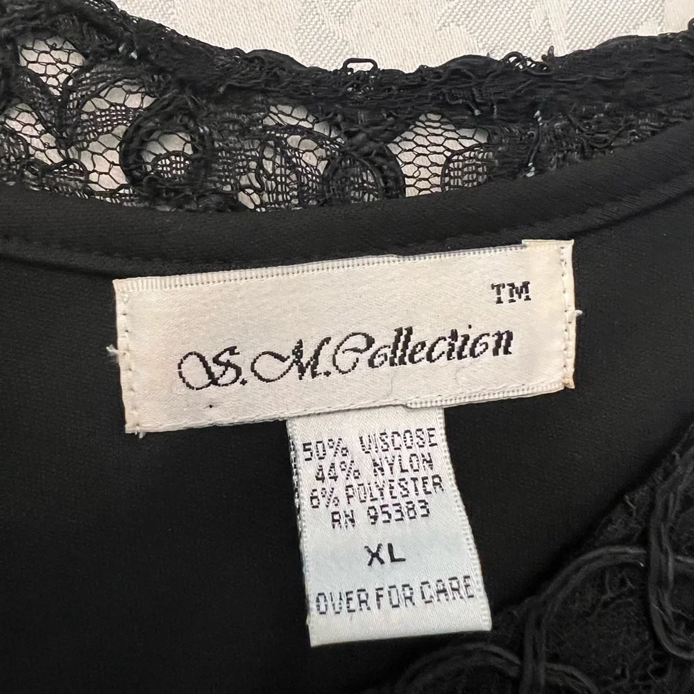 🔥🔥S M Collection XL Womens Dressy Black Lace & Beaded Lined Top 2 Piece - Picture 5 of 7